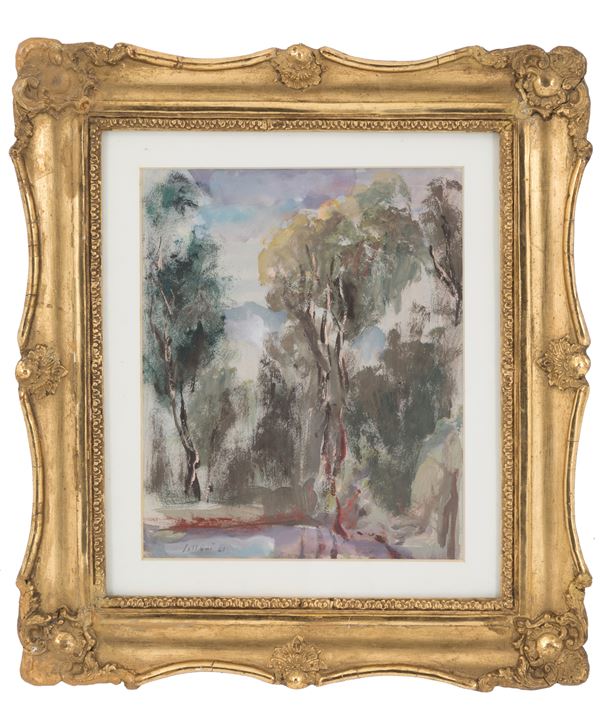 UMBERTO LILLONI - Watercolor "LANDSCAPE"
