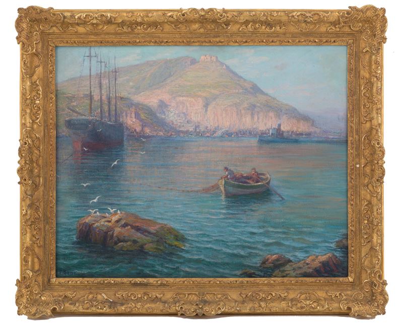 Primitif Bono - Dipinto "paesaggio Costa Azzurra"