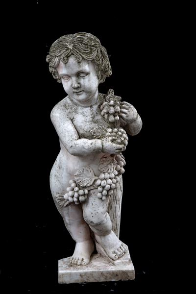 Scultura "putto con Grappoli D'uva"