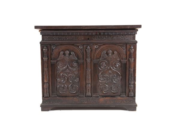 Carved wooden chest