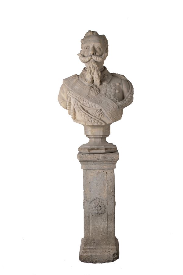 Sculpture "BUST OF VICTOR EMANUELE II" with column