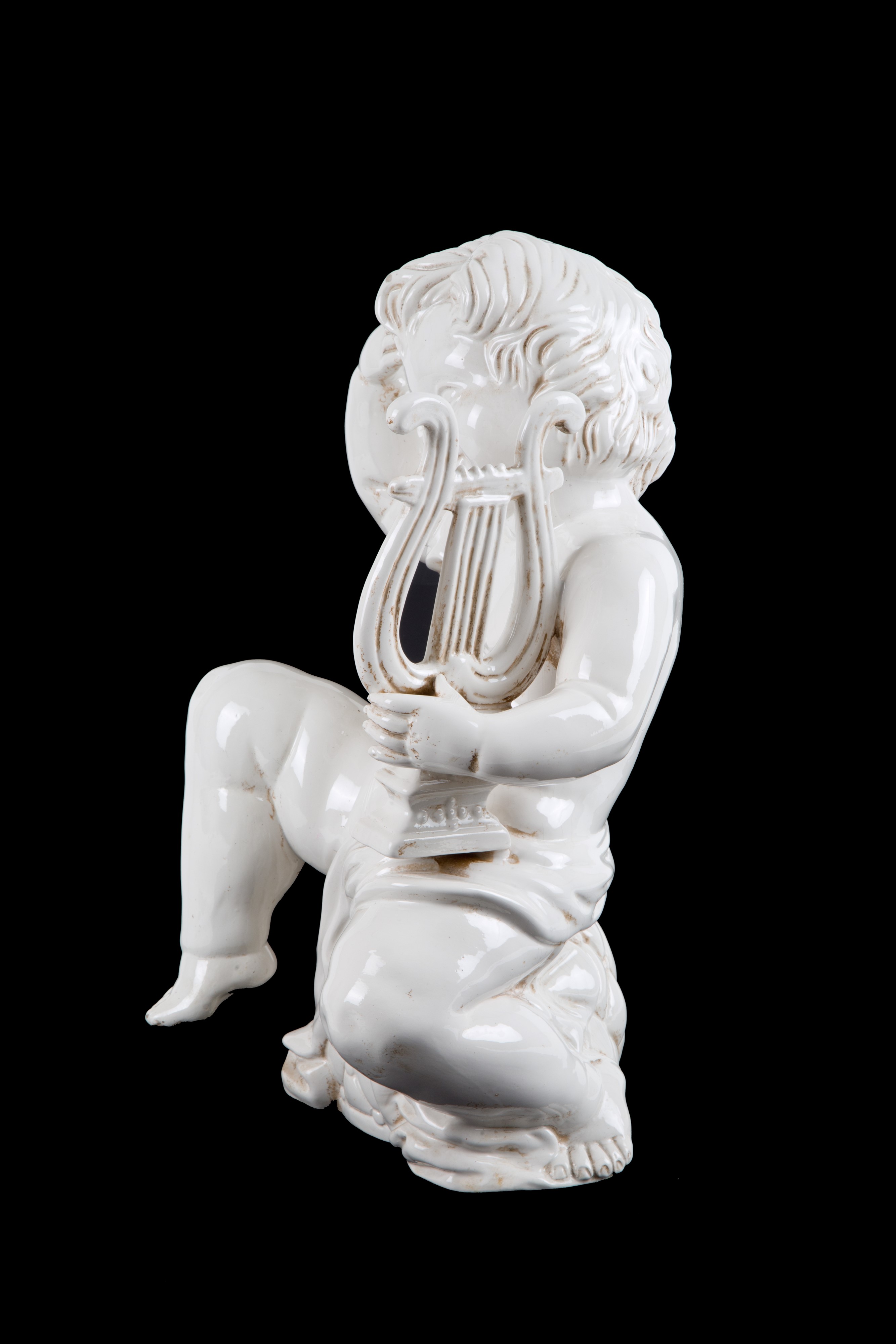 Scultura in Ceramica "putto con Cetra"