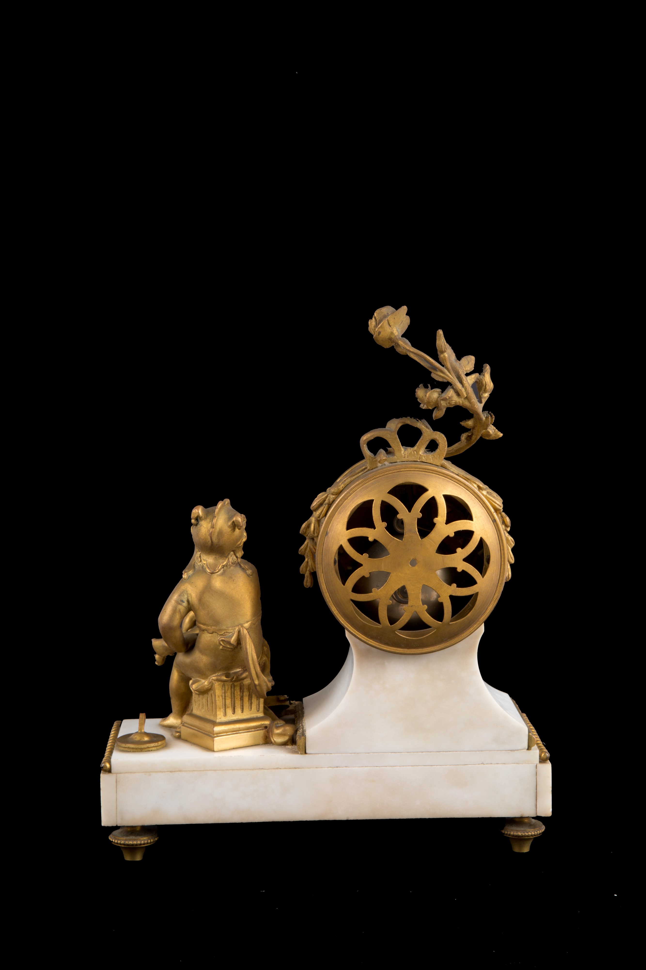 Orologio in Marmo Bianco e Bronzo