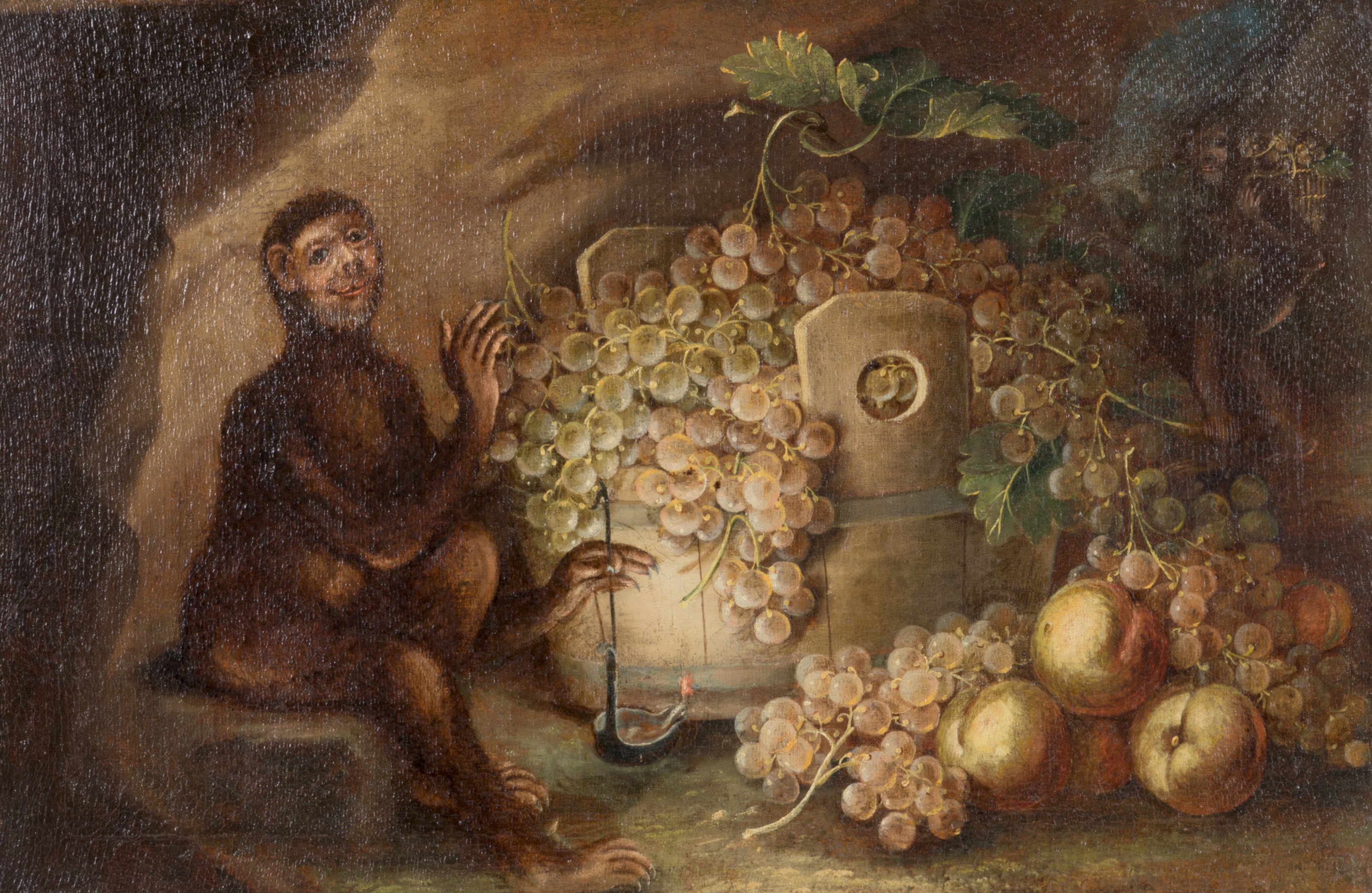 Francesco Malagoli - Dipinto "scimmiette con Frutta"