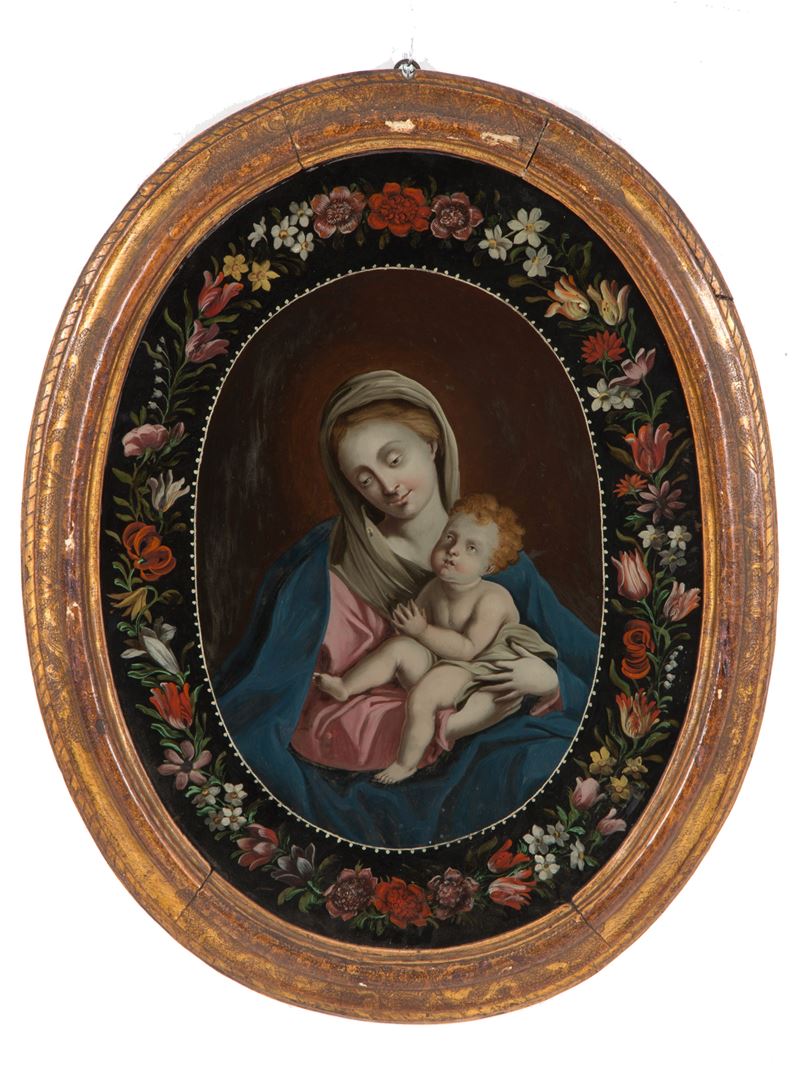 Dipinto Sottovetro "madonna con Bambino"