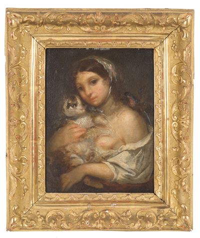 Dipinto "fanciulla con Gatto"