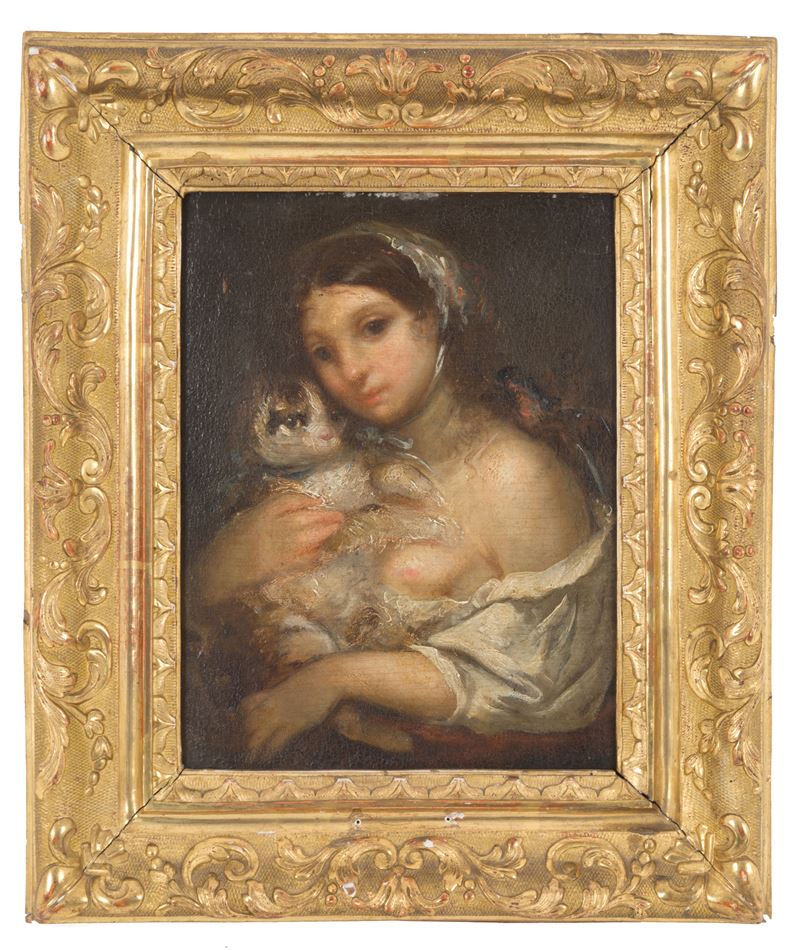 Dipinto "fanciulla con Gatto"