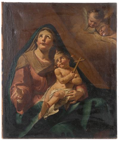 Dipinto "madonna con Bambino e Angeli"