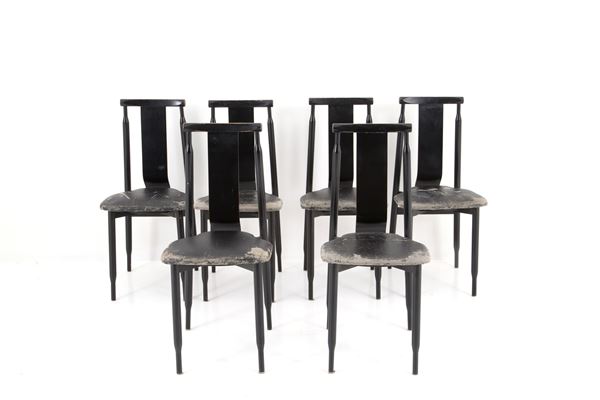 ACHILLE  CASTIGLIONI,PIER GIACOMO CASTIGLIONI - Six chairs mod. Lierna for GAVINA