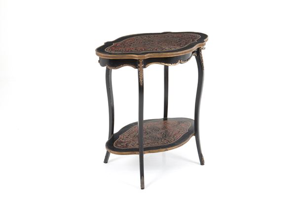 Boulle-type table with two shelves