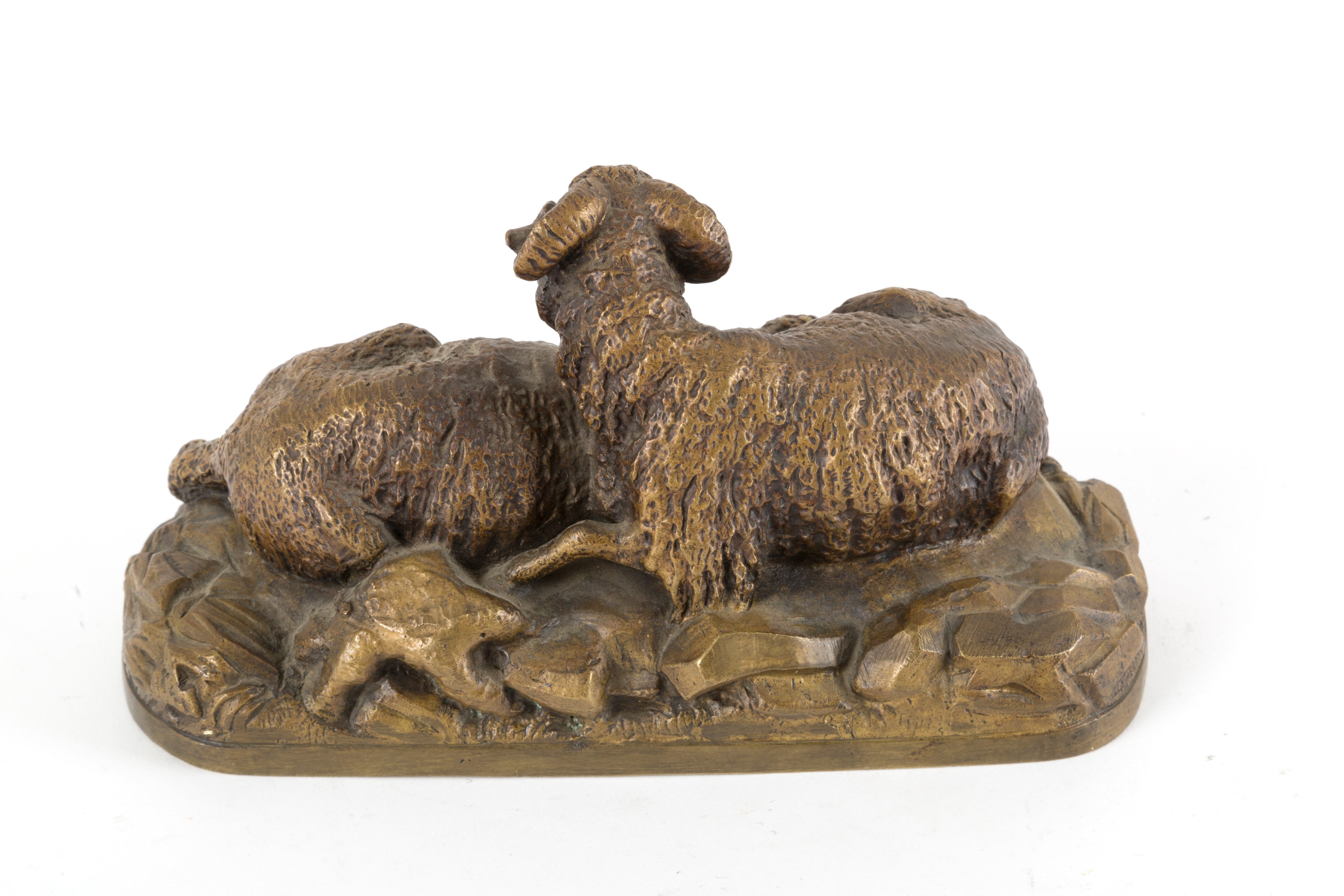 Scultura in Bronzo "ariete e Pecora a Riposo"