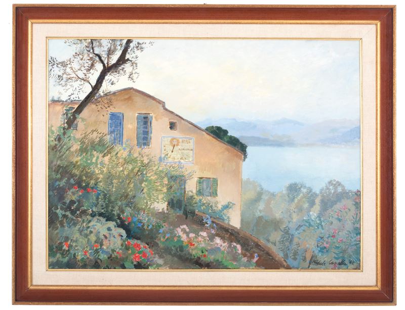 Michele Cascella - Dipinto "costa Ligure con Casa"