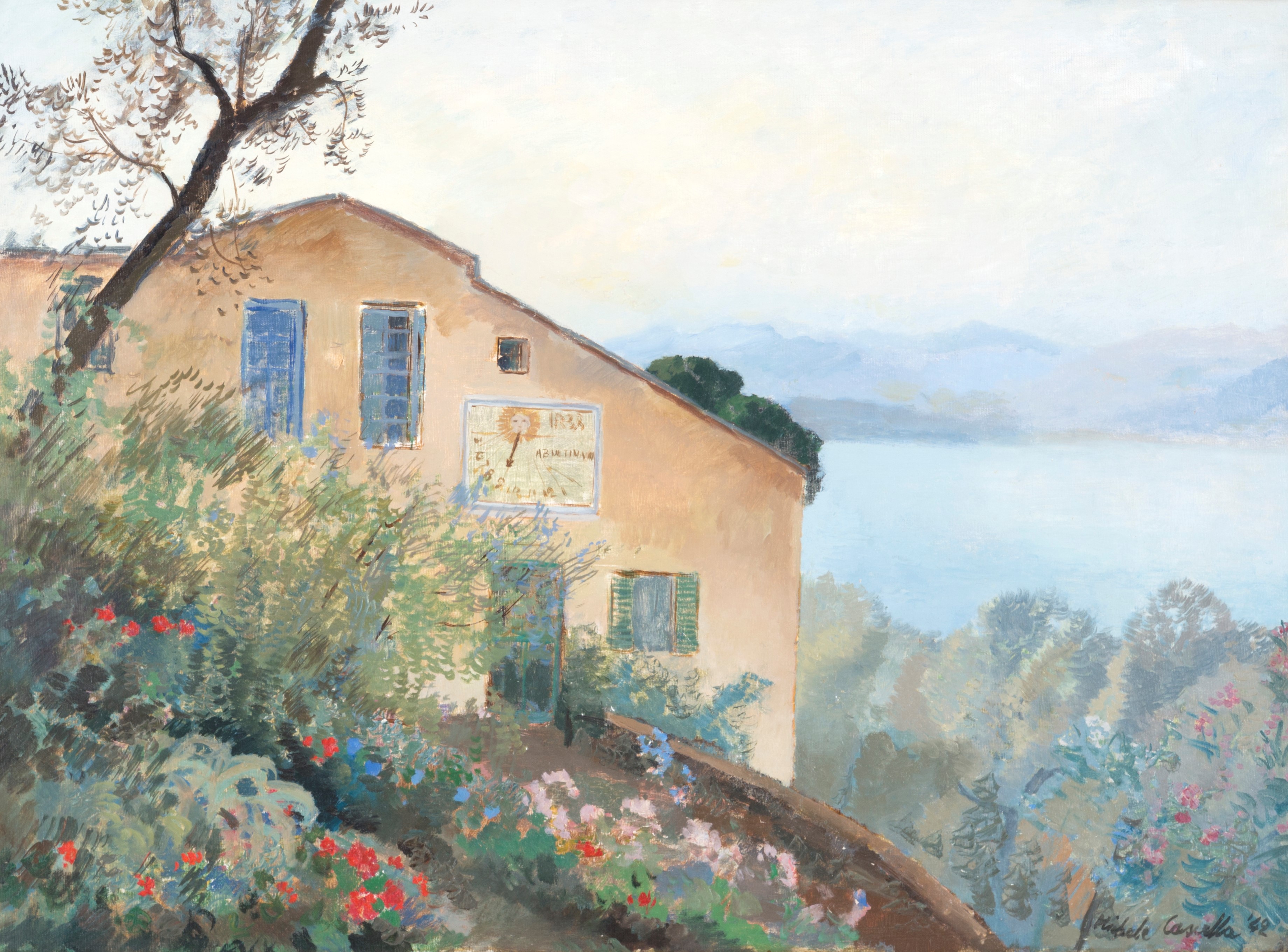 Michele Cascella - Dipinto "costa Ligure con Casa"