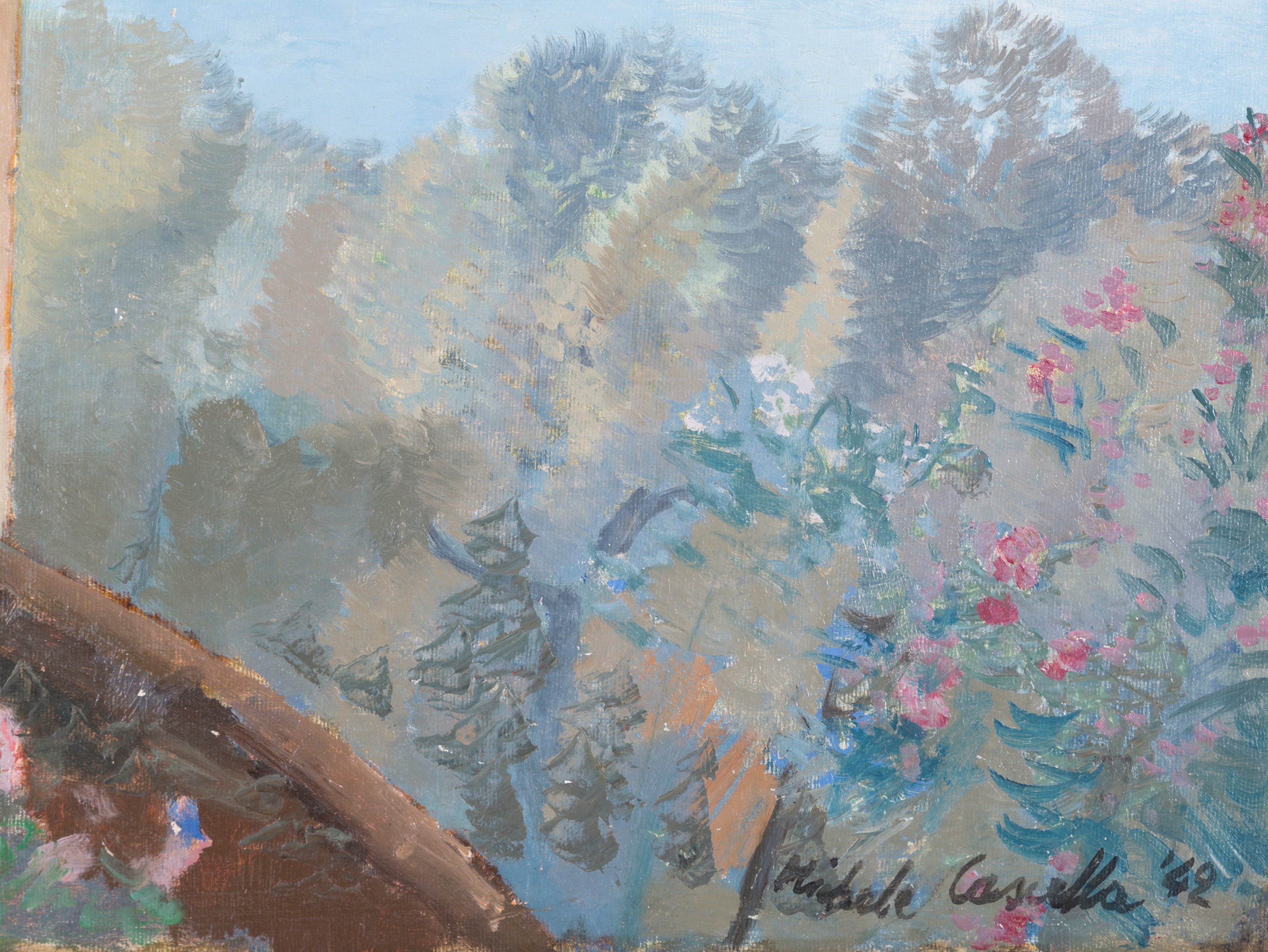 Michele Cascella - Dipinto "costa Ligure con Casa"