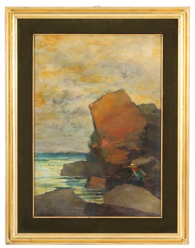 Dipinto "marina con Pescatore"