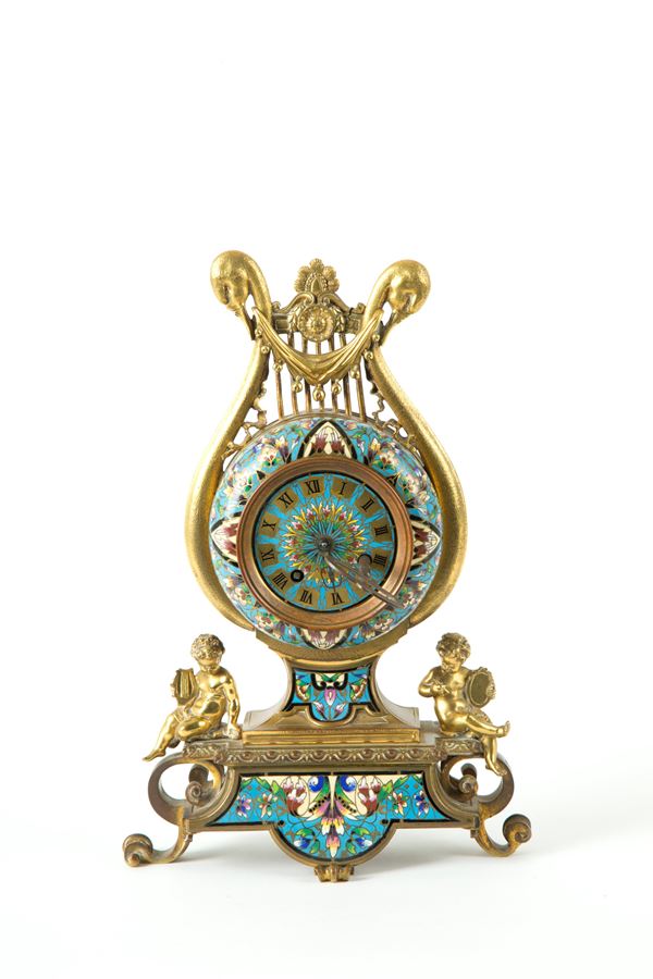 Bronze lyre clock