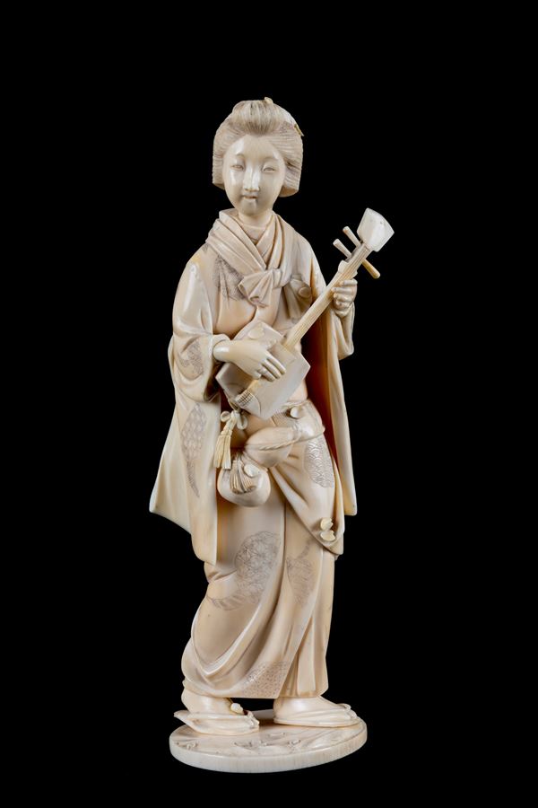 Okimono "SHAMISEN PLAYER"