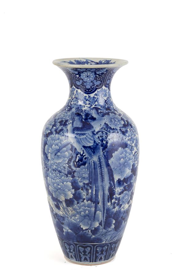 White and blue porcelain vase