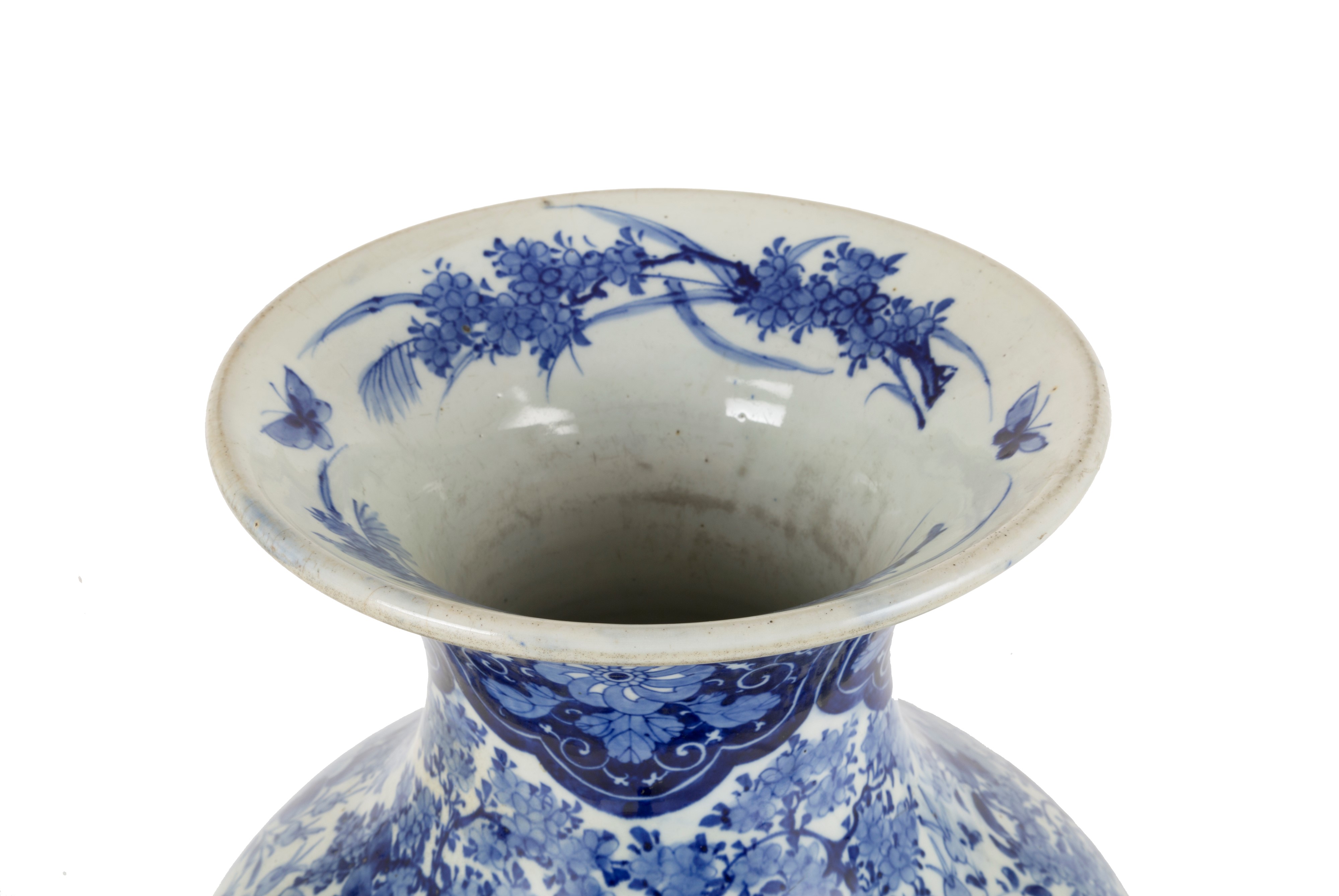 Vaso in porcellana bianca e blu