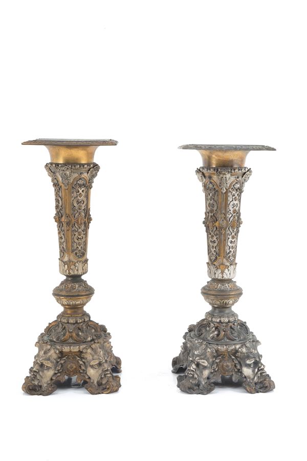 Two metal columns