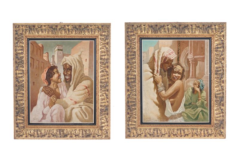 Coppia di dipinti "PERSONAGGI ORIENTALISTI"