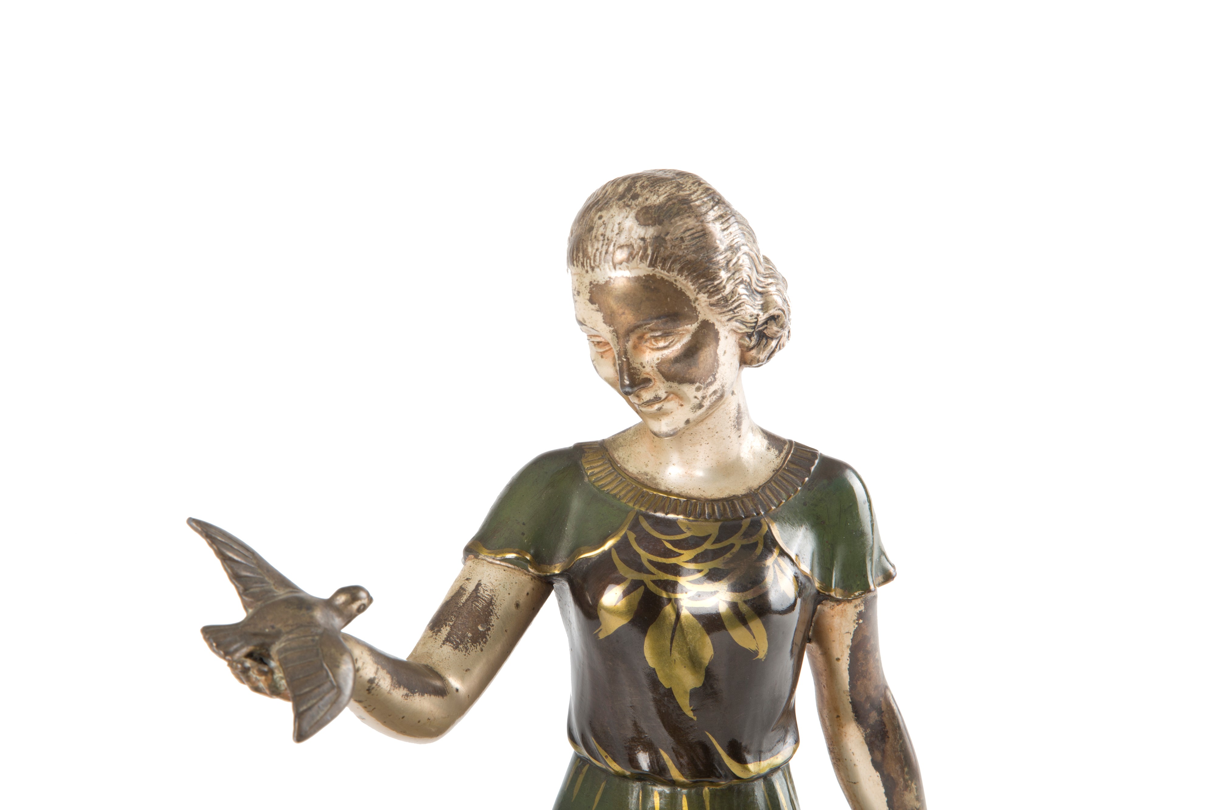 Scultura "donna con Volatile"