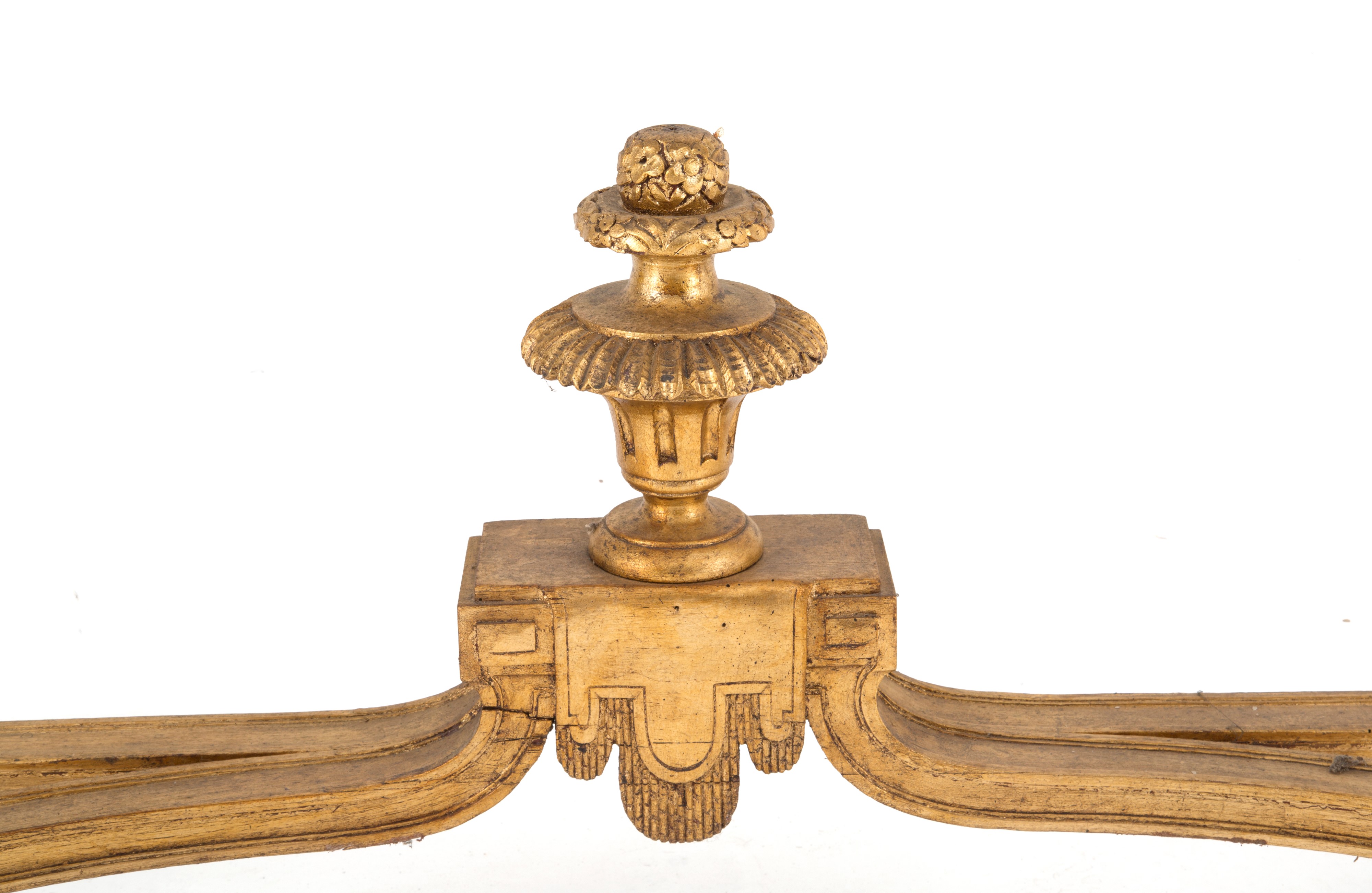 Consolle dorata con piano in marmo grigio