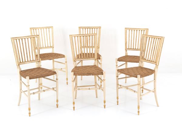 Six lacquered chairs