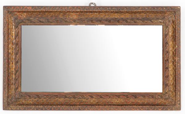 Rectangular mirror partially lacquered