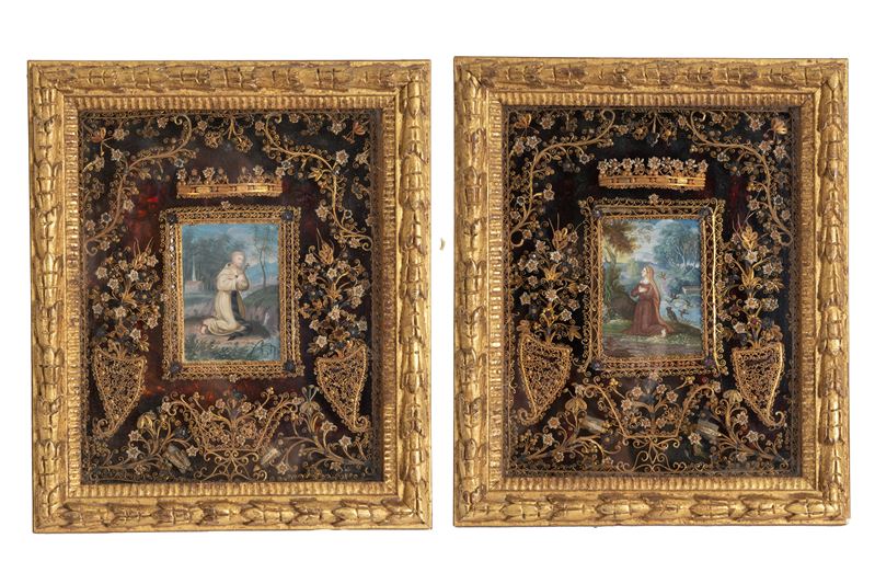 Coppia di ex voto 'SAN FRANCESCO' e 'MARIA MADDALENA IN PREGHIERA'