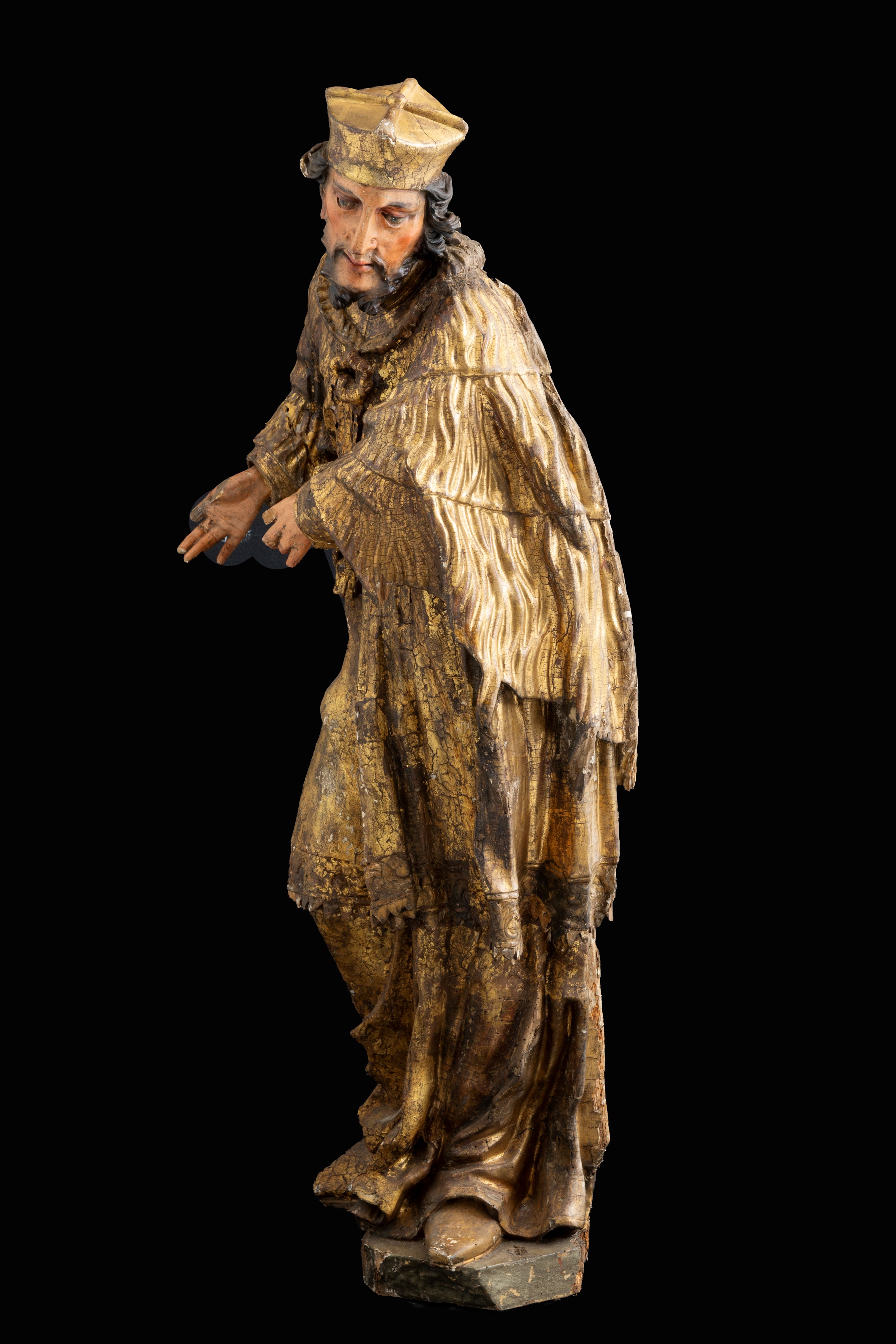 Scultura in Legno Laccato "san Giovanni Nepomuceno"