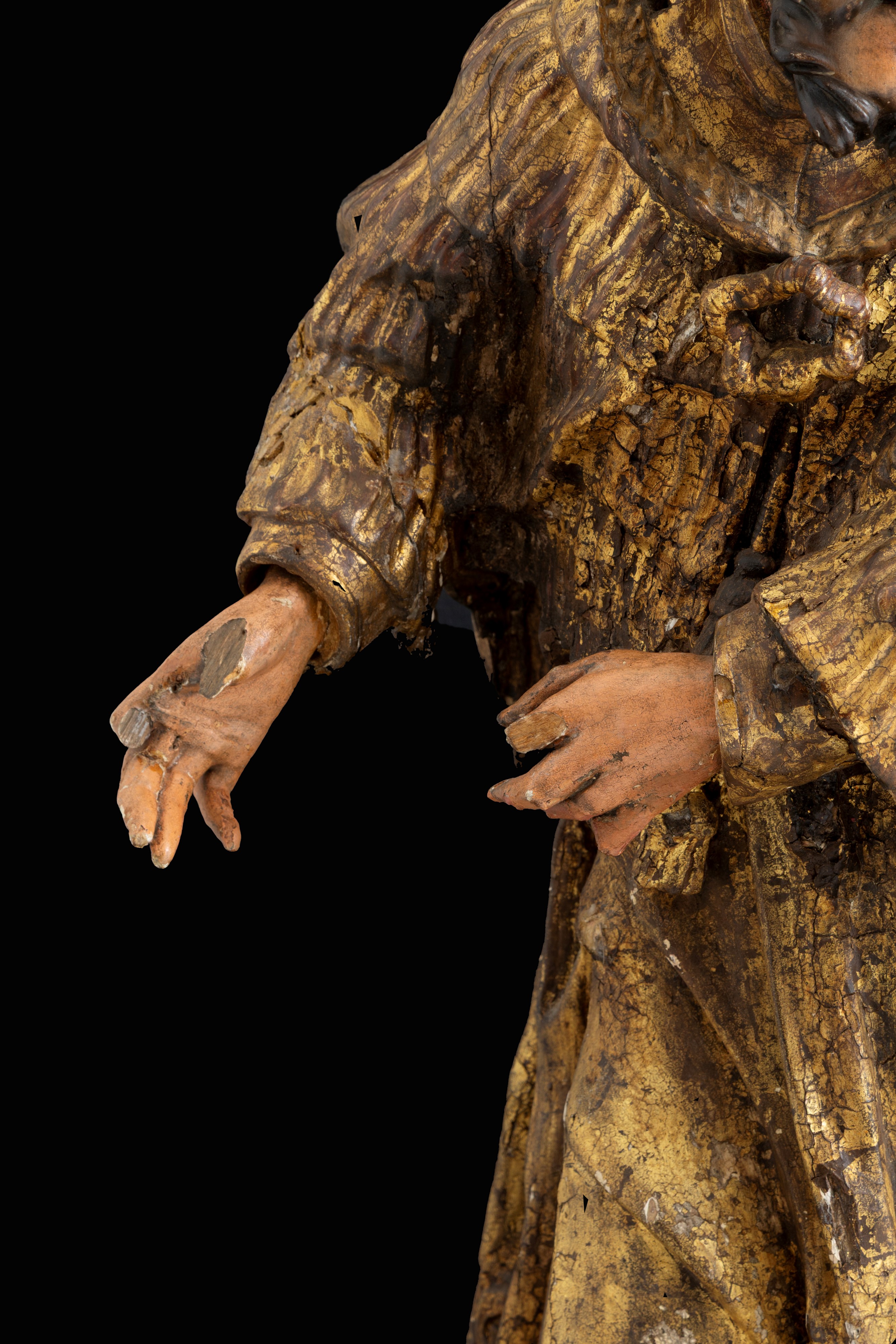 Scultura in Legno Laccato "san Giovanni Nepomuceno"