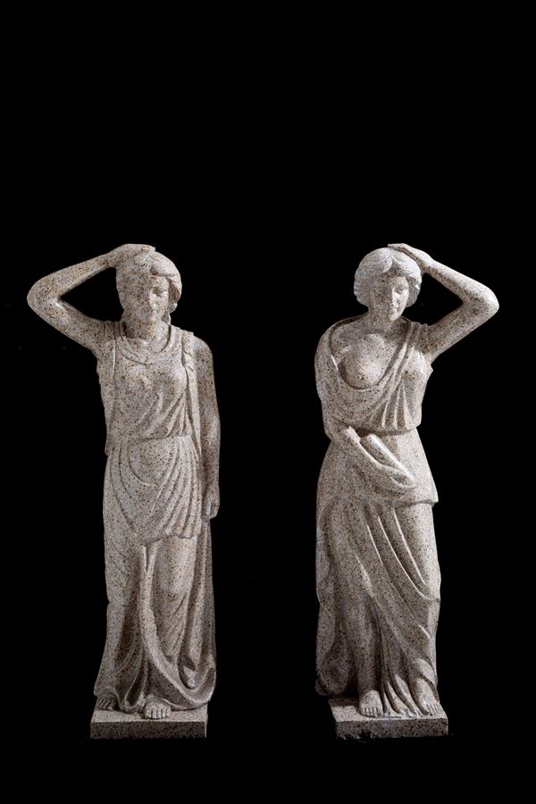 Pair of sculptures "FEMALE FIGURES"