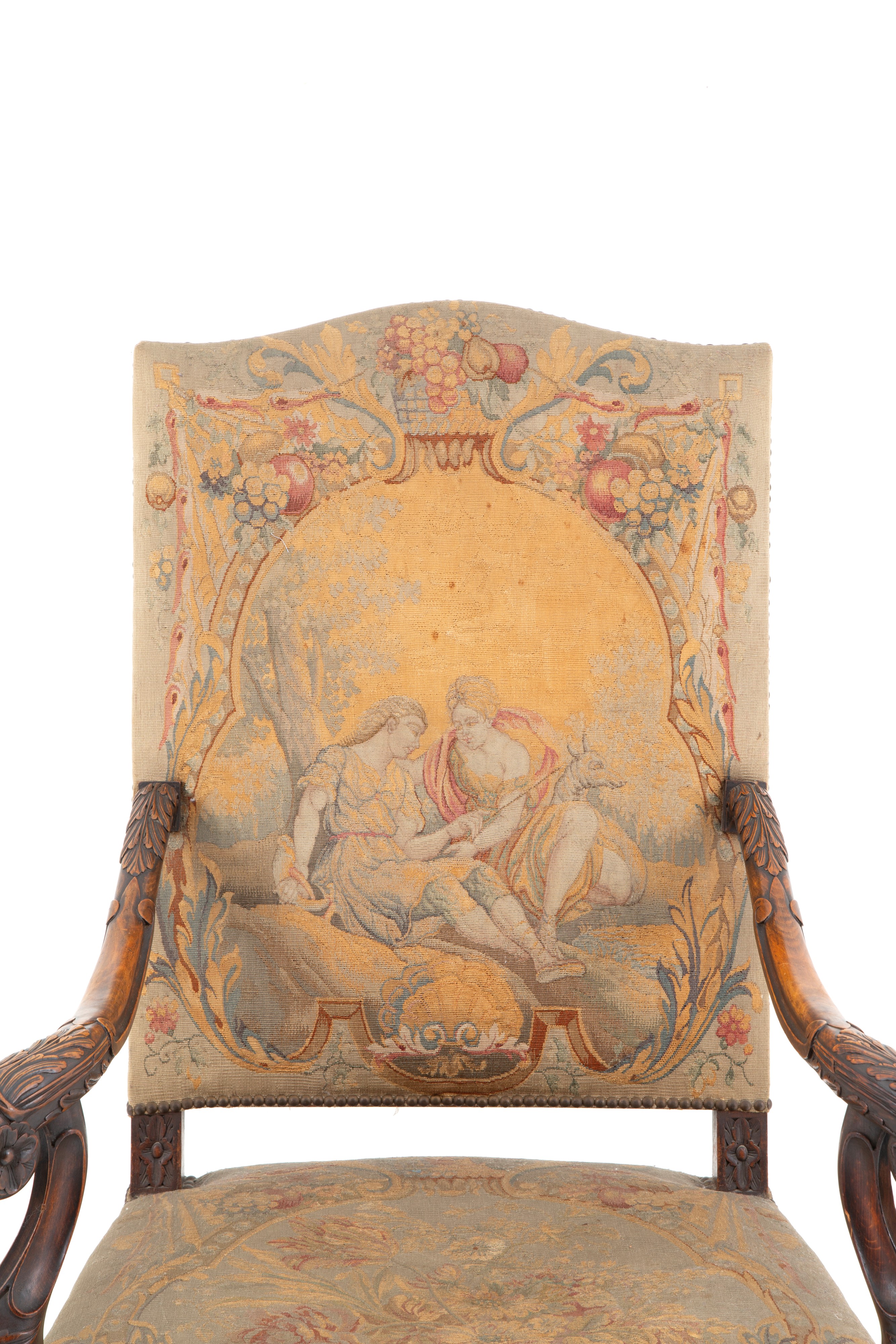 Due poltrone rivestite con Aubusson