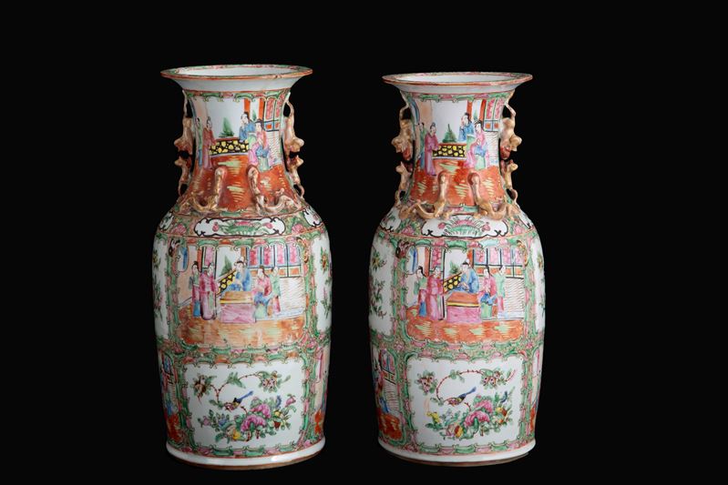 Coppia di vasi Canton