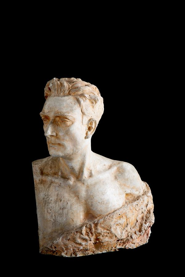 MARIO TIGANI - Plaster sculpture "MALE BUST"