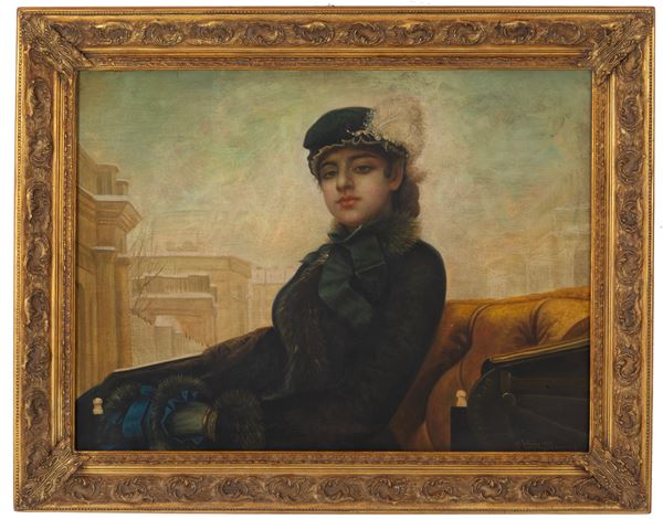Painting "WOMAN IN A CARRIAGE"