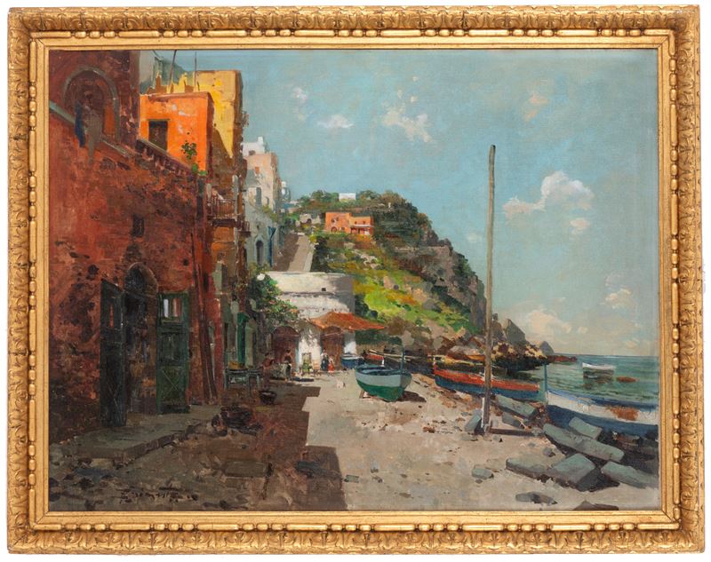 Ezelino Briante - Dipinto "costiera Napoletana"