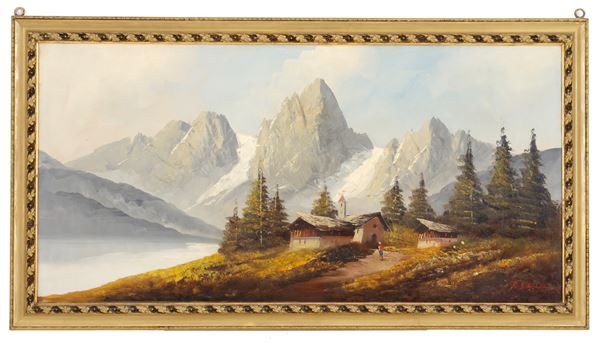 Painting "MOUNTAIN LANDSCAPE WITH CHARACTER"