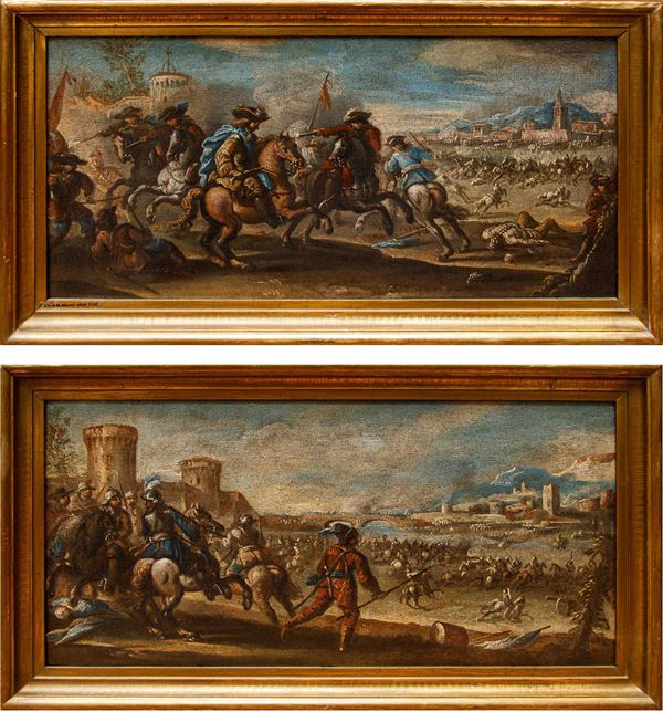 FRANCESCO SIMONINI - Two paintings "THE BATTLE OF FORNOVO"