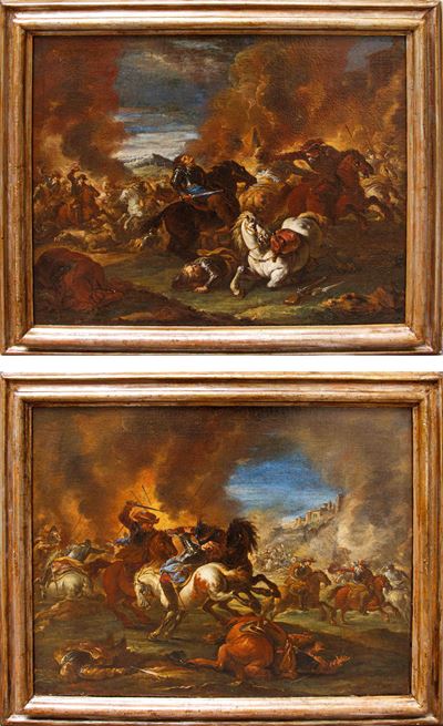 Due Dipinti "scene di Battaglia"