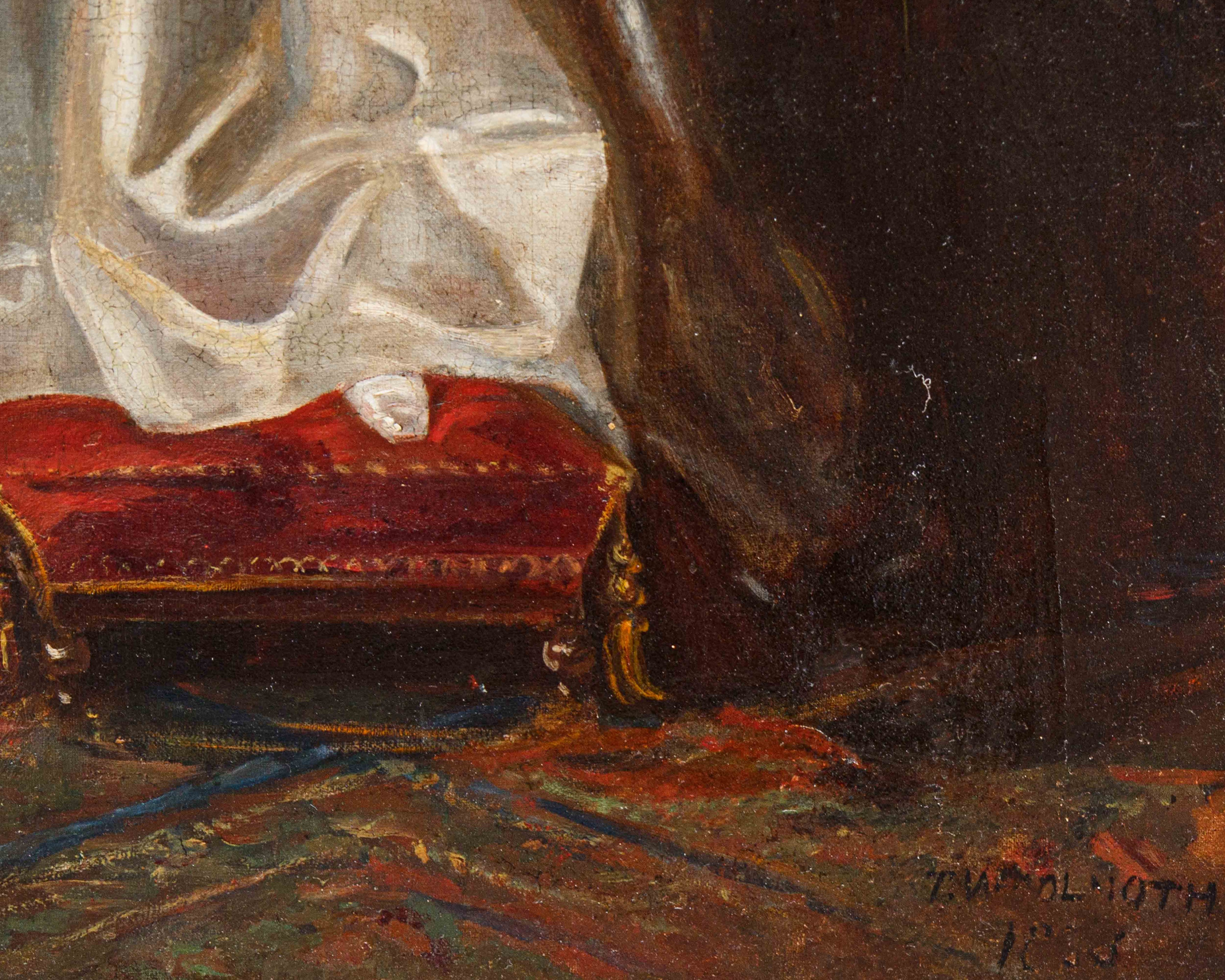 Thomas Alfred Woolnoth - Dipinto "fanciulla che Suona la Chitarra"