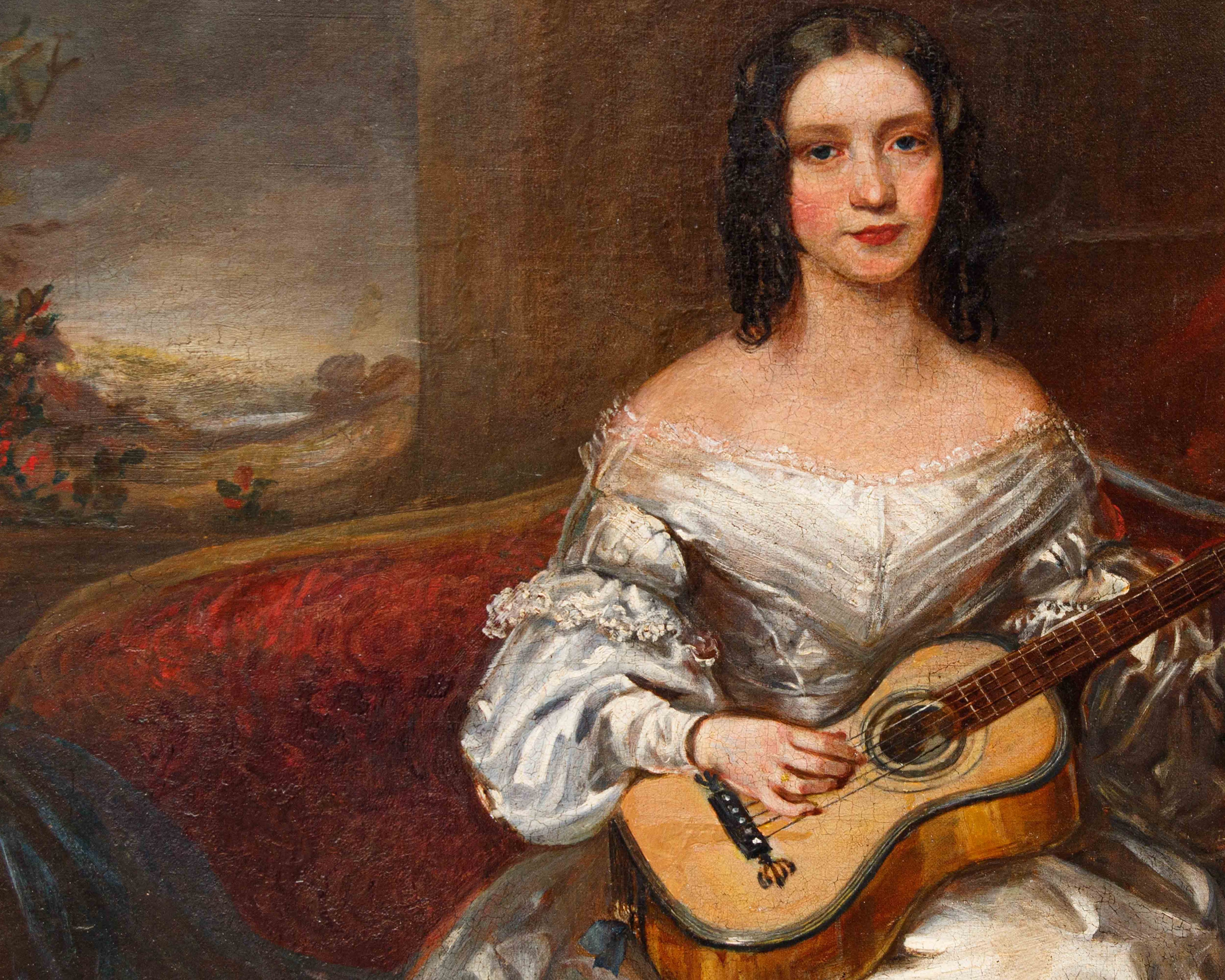 Thomas Alfred Woolnoth - Dipinto "fanciulla che Suona la Chitarra"