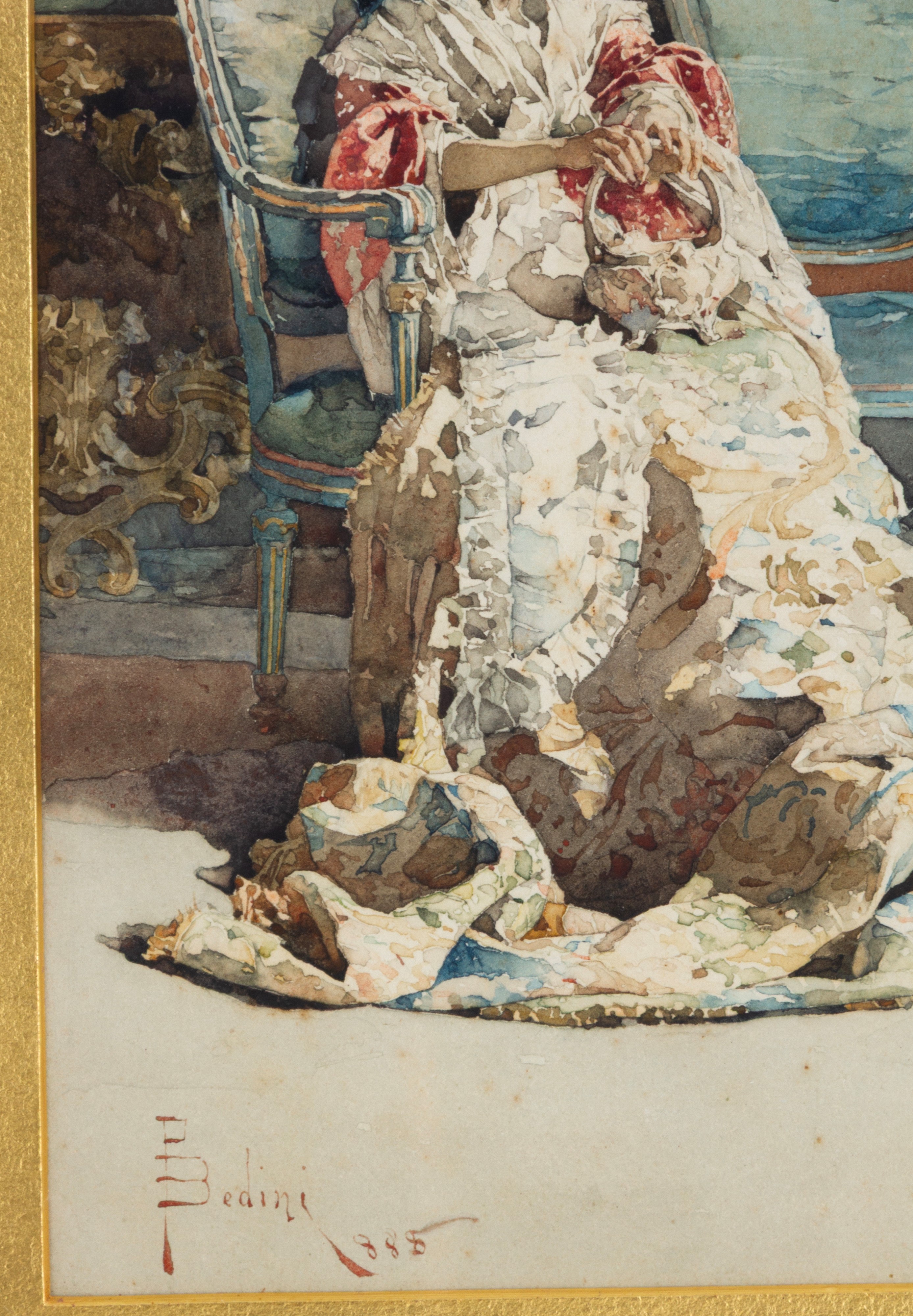 Paolo Bedini - Acquarello "gentildonna in Poltrona"
