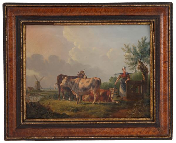 Painting "SHEPHERDESS WITH HERD"