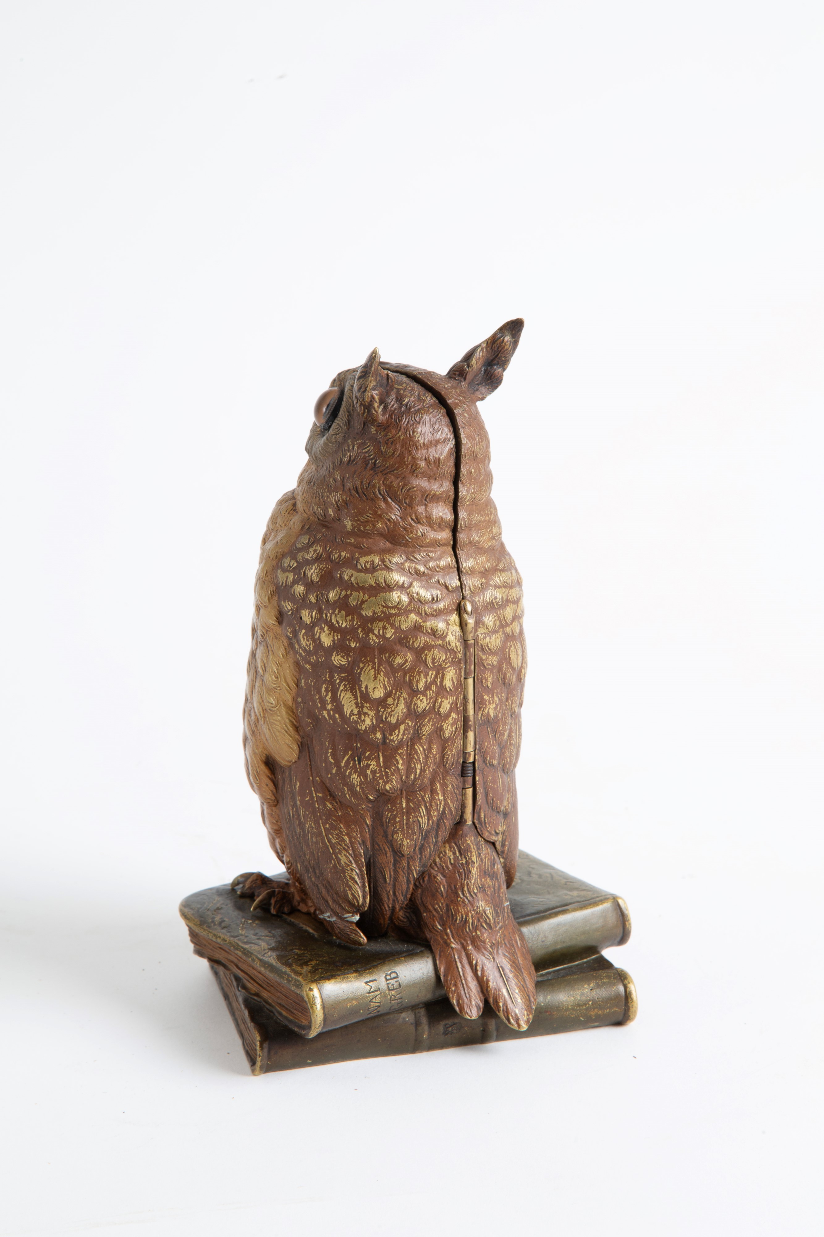Franz Xaver Bergmann - Scultura "gufo su Libri"