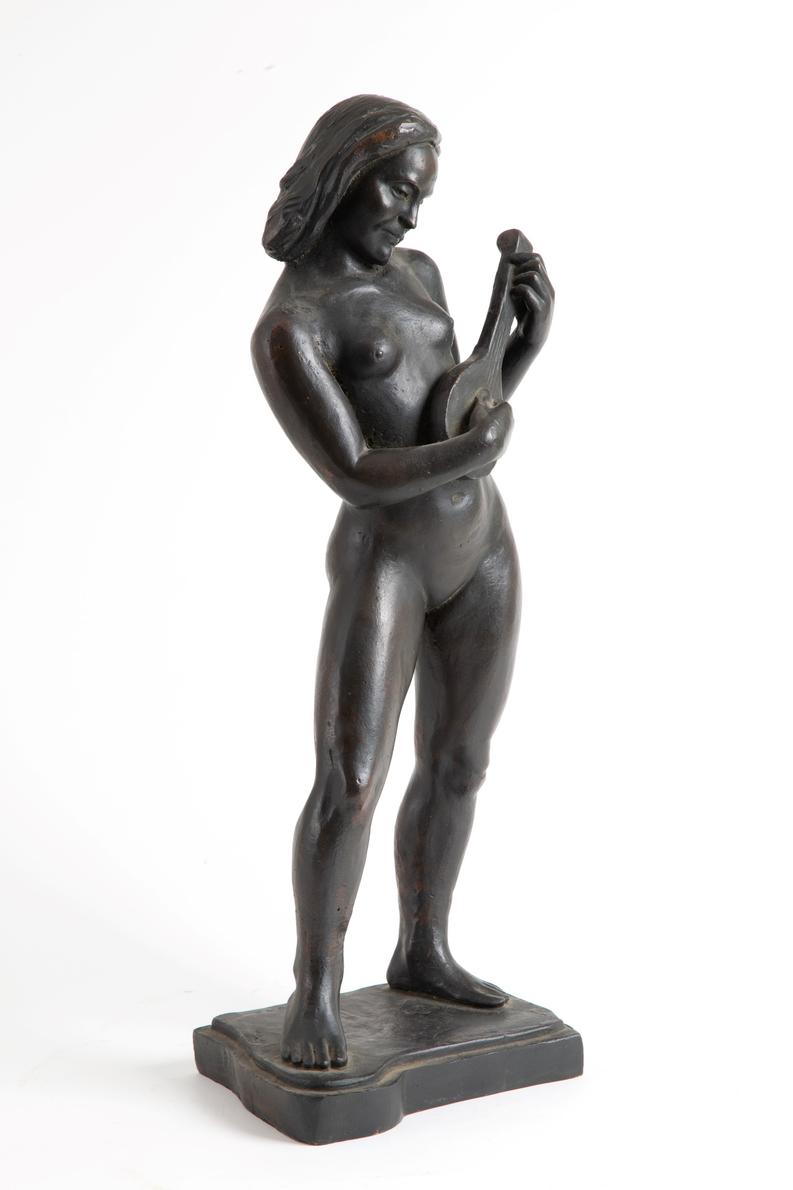 Arthur Dupagne - Scultura "nudo di Donna che Suona il Mandolino"