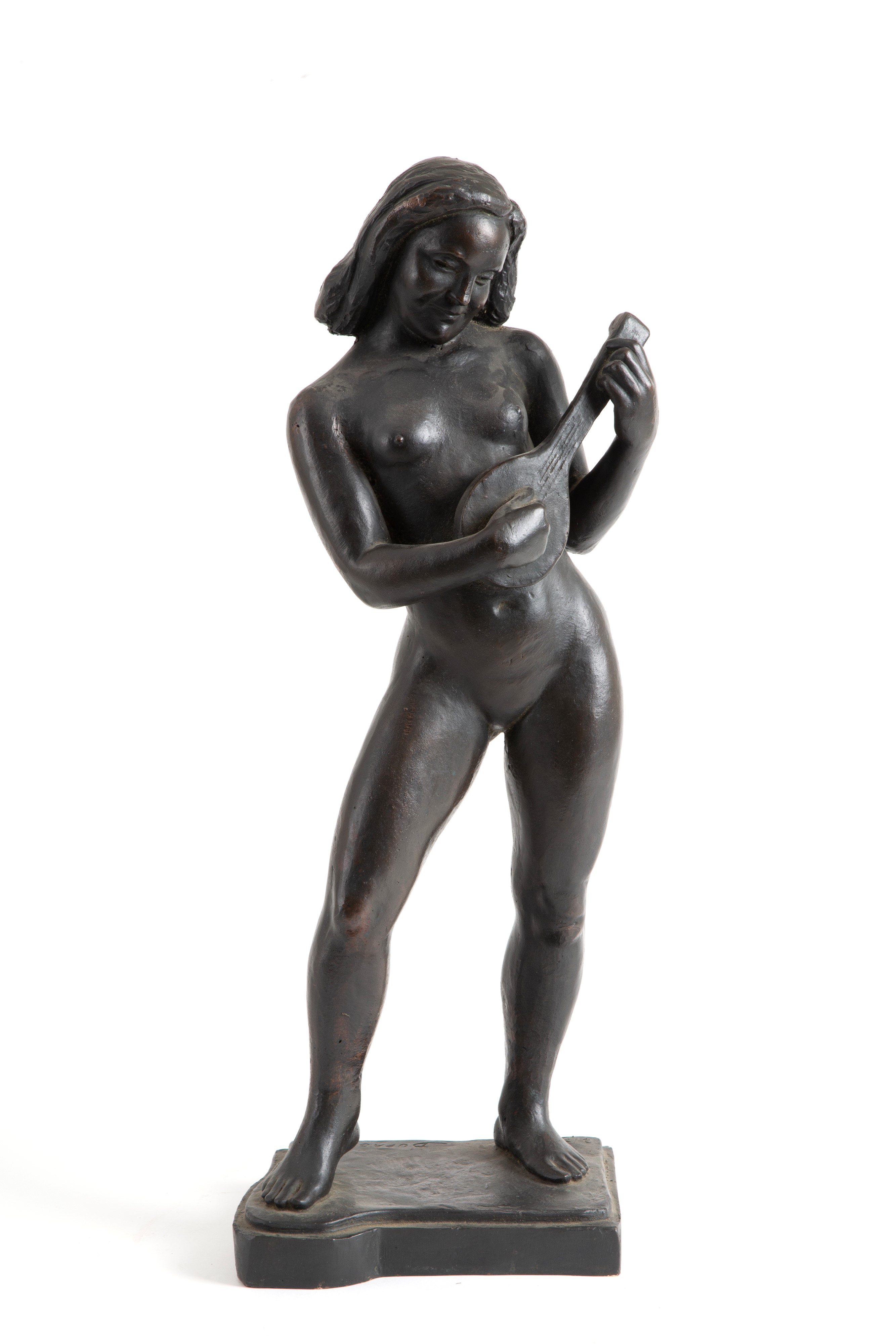Arthur Dupagne - Scultura "nudo di Donna che Suona il Mandolino"