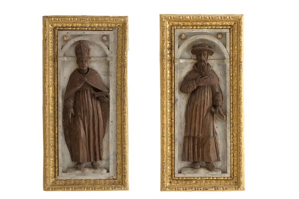 Pair of high reliefs "SAINTS"