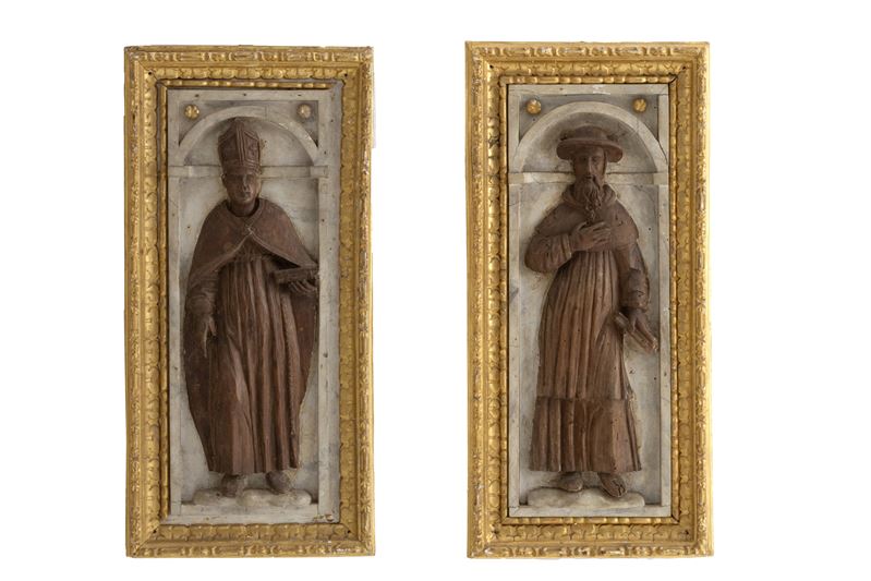 Coppia di altorilievi "SANTI"